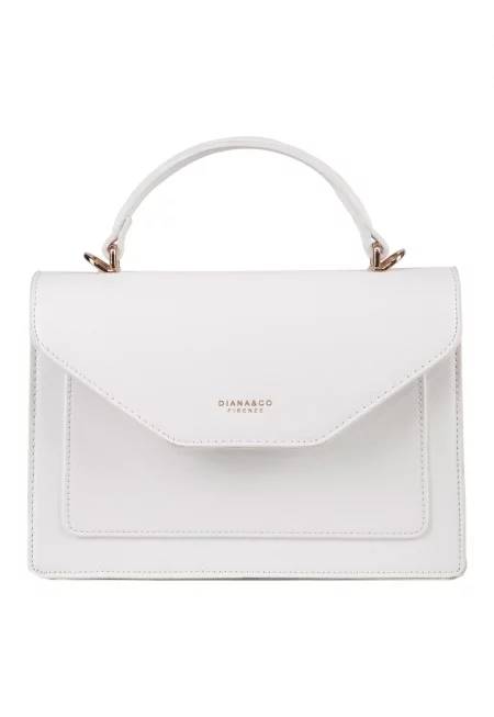 Чанта от еко кожа с отделяща се презрамка - Бял