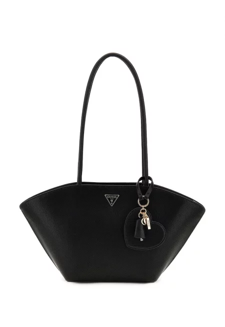 Чанта от еко кожа с висулки - Черен