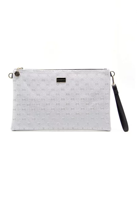 Чанта-плик с монограм - Светло сив - 20 x 30 x 2 CM