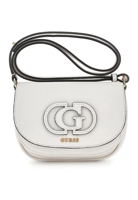 Чанта през рамо от еко кожа с капаче - Мръснобял