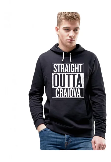 Черен мъжки суичър - Straight Outta Craiova