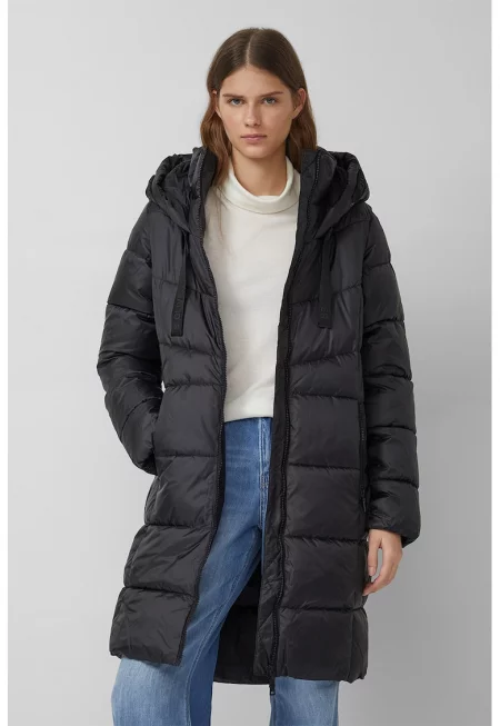 Дълго подплатено зимно яке - Избеляло черно