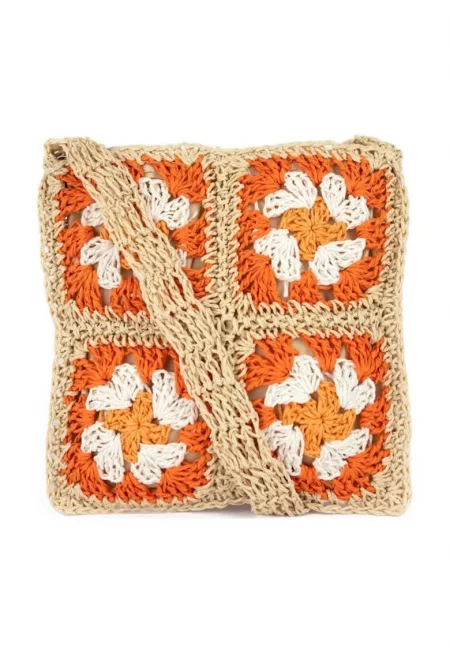 Дамска чанта  Oletta - бежова - един размер - плетен дизайн