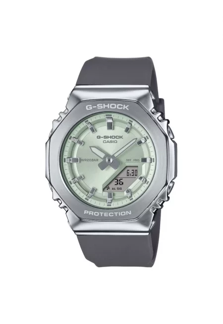 Дамски часовник  GM-S2110-3A - 40мм - сребристо-зелен - водоустойчив 200м - каишка каучук