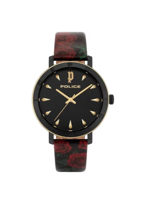 Дамски часовник  кварцов механизъм - аналогов - корпус от неръждаема стомана - гривна от естествена кожа - 35 мм - многоцветен