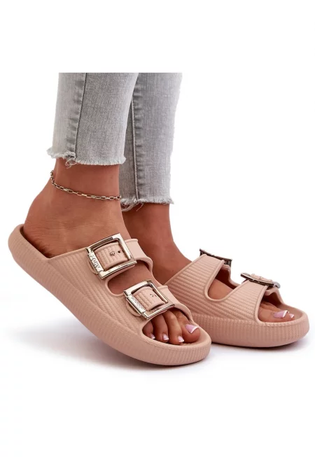 Дамски чехли -  Синтетика - Бежови - Бежов