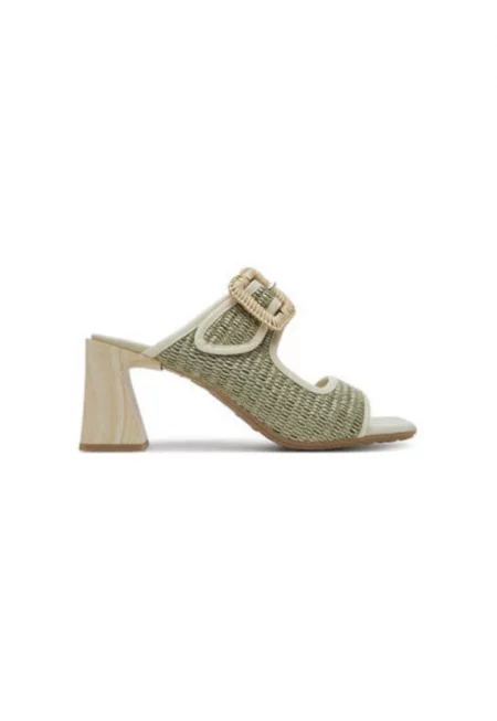 Дамски джапанки - RHV254048 -  Синтетични - 37 EU - Бежови/Зелени - Зелен/Бежов