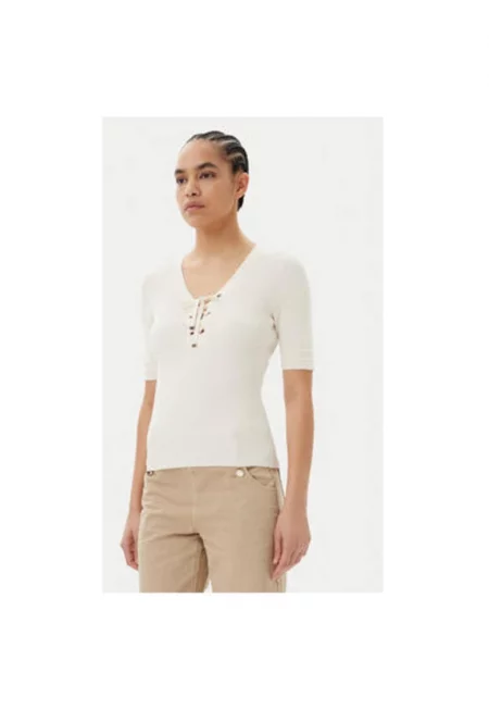 Дамски пуловер  251-MFEMI - Вискоза/Полиамид - Бежов