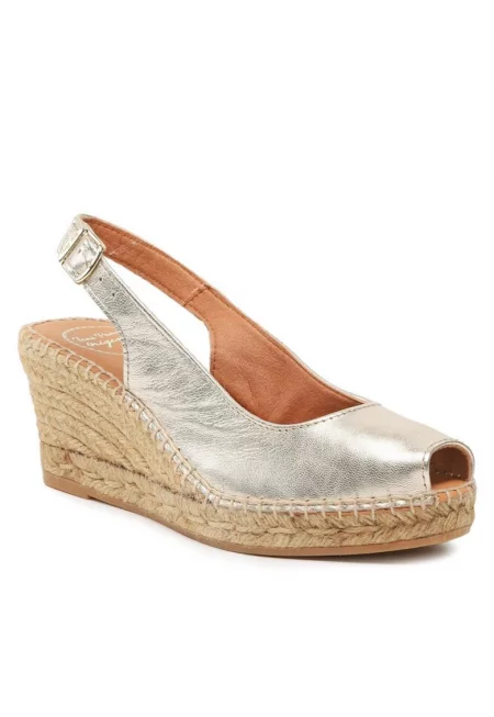 Дамски сандали  302773985 - Естествена кожа - Златни