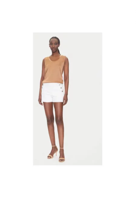 Дамски шорти  241-SHIVAL1 - Дънкови - Памук/Полиестер - Бял - Бял