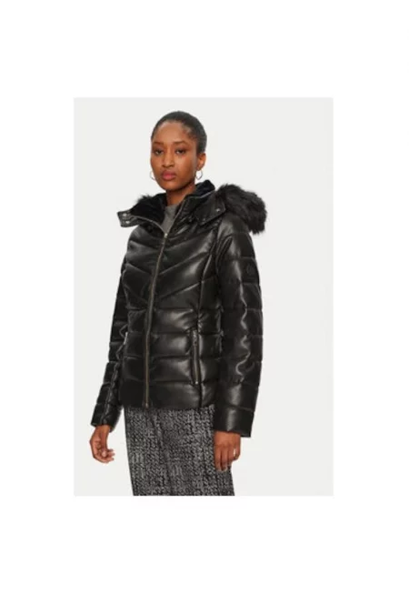 Дамско яке -  304479984 - Еко кожа - Черно - Черен