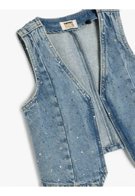 Дънков елек с декоративни камъни