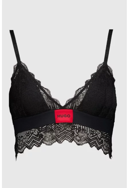 Дантелен бралет с дантела и регулируеми презрамки - Черен