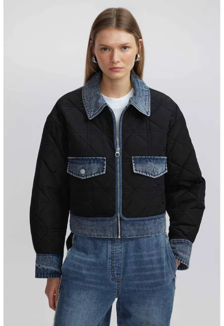 Двуцветно дънково яке