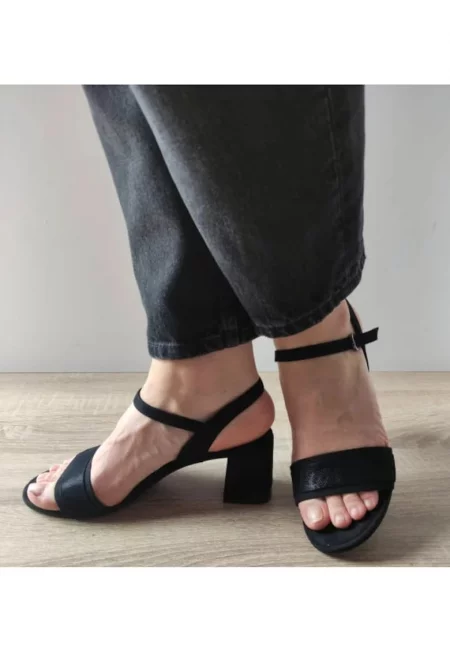 Елегантни дамски сандали  28344-44 Черни Велур - Черно