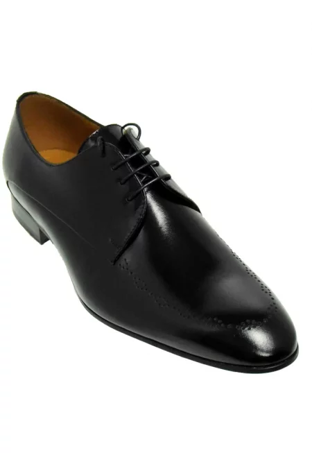 Елегантни мъжки обувки  Co52 - черни на цветя - Черен