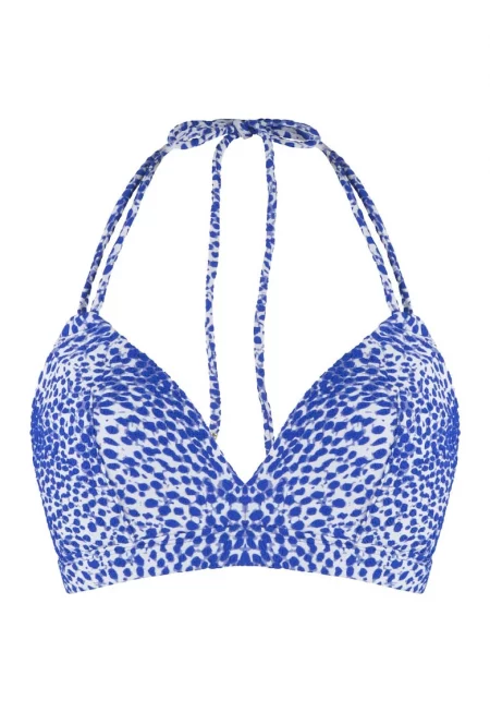 Халтер горнище на бански с банели - Бял/Син