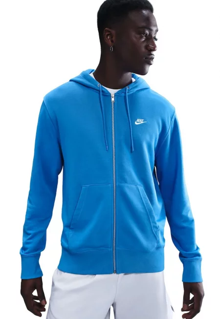 Худи Club с памук и цип - Кралско Синьо