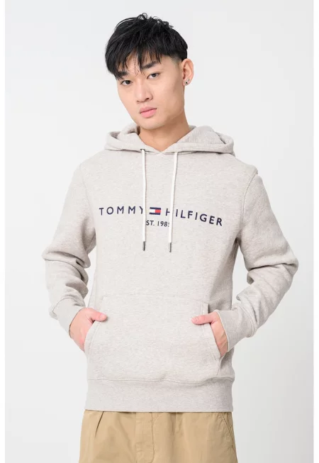 Худи с джоб кенгуру и лого - Бежов/Камел