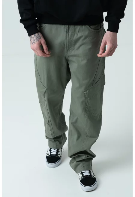 Карго панталон с широк крачол - Шам фъстък зелено