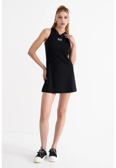 Къса тенис рокля с шпиц и шорти - Черен