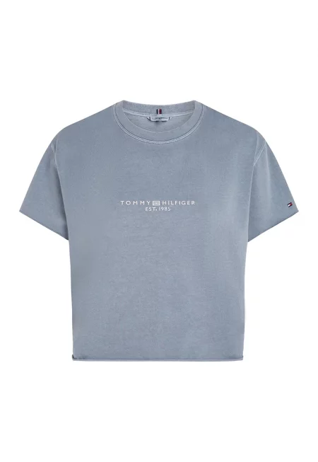 Къса тениска с бродирано лого