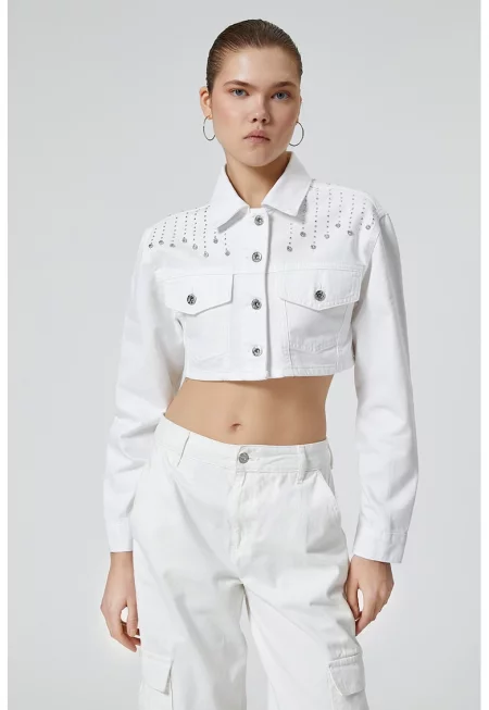 Късо яке с декоративни камъни