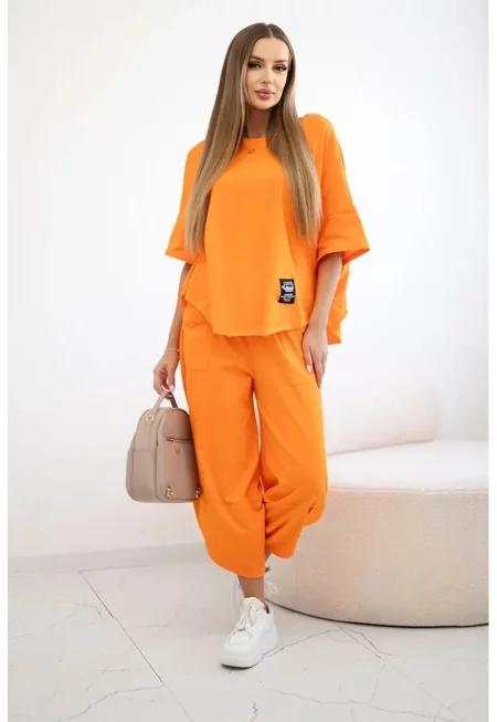 Комплект от памучна тениска и панталони - Един размер