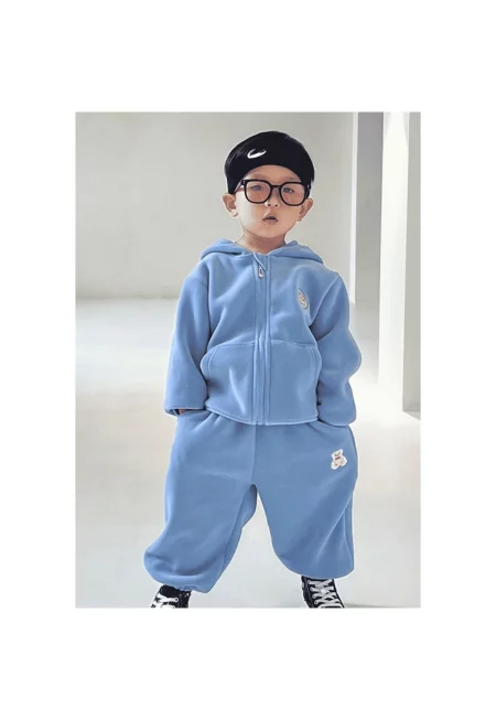 Комплект от полар Tiberiu за момчета в син цвят