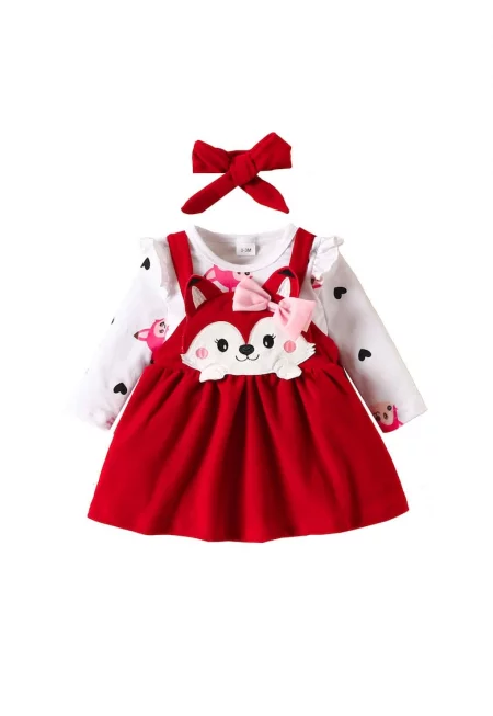 Комплект рокля с щампа на Алиса за момичета