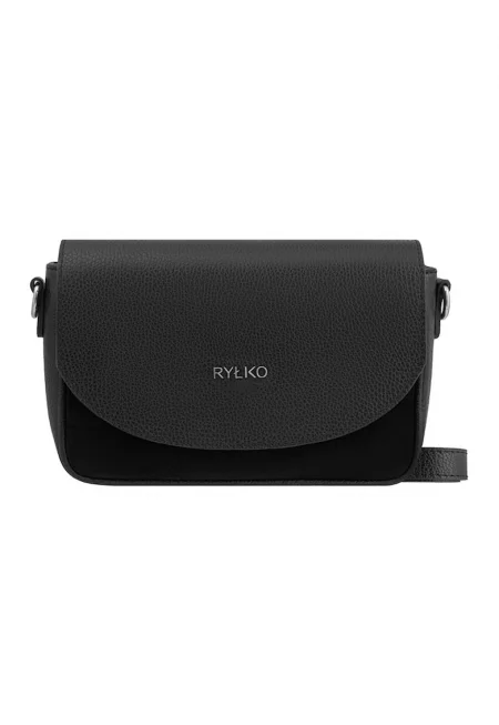 Кожена чанта през рамо с капаче - Черен