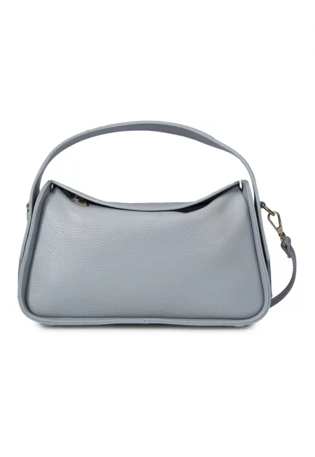 Кожена чанта през рамо - Светлосин