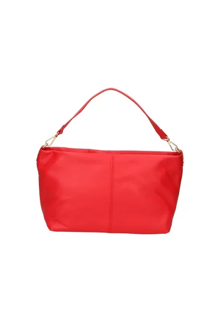 Кожена чанта с отделящи се презрамки - Тъмночервен