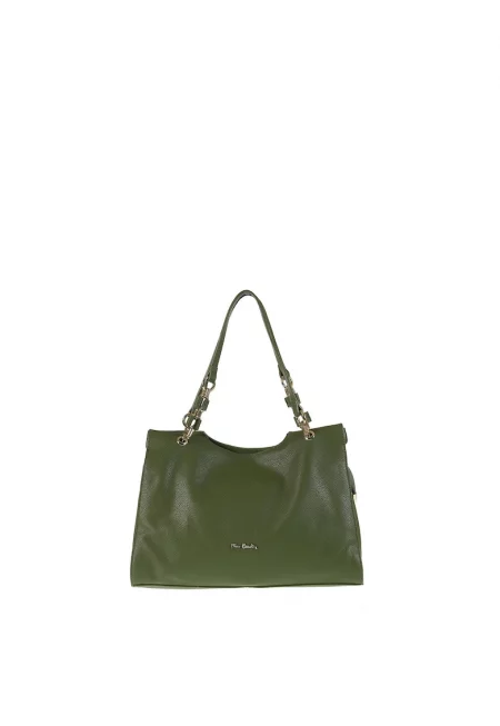 Кожена чанта с външен джоб с цип