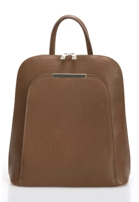 Кожена раница с външен джоб