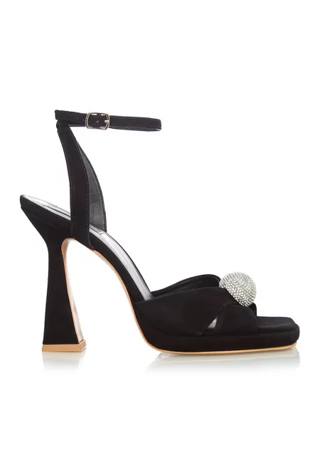 Кожени сандали Luna с квадратен връх - Черен