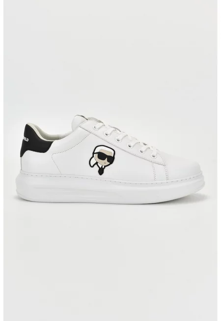 Кожени спортни обувки с лого - Бял