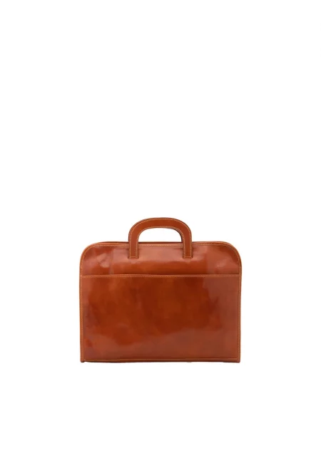 Кожено куфарче с цип - Коняк кафяв