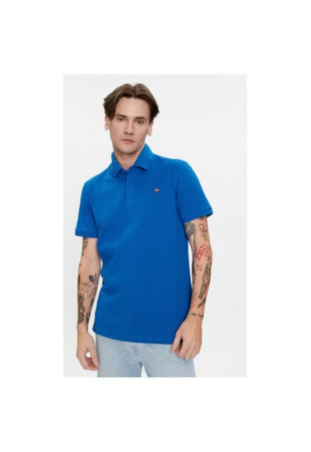 Мъжка тениска -  303745639 - Памук - Син - Син