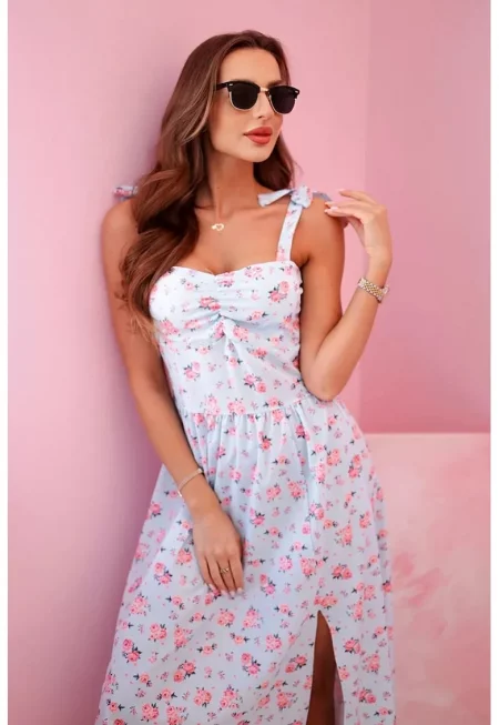 Миди рокля с флорален принт - Един размер