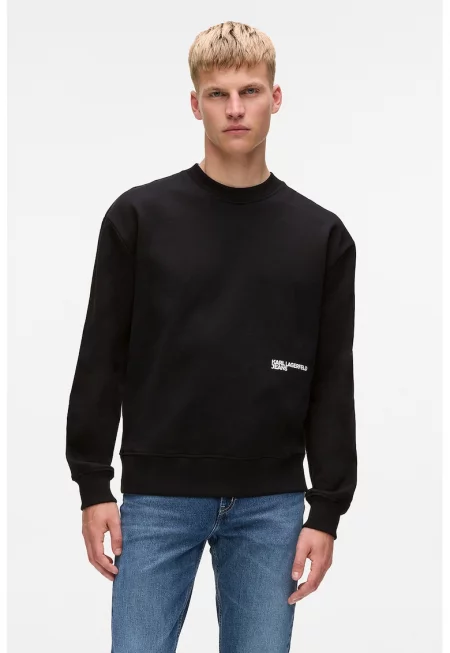 Памучен суитшърт с принт - Черен