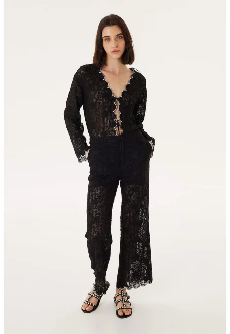 Панталон с широк крачол - Черен