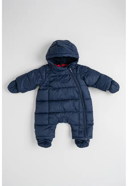 Подплатен гащеризон тип ританки с качулка - Тъмносин