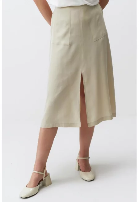 Пола с висока талия - Бежов