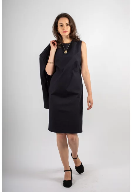 Права рокля Kinga с джобове - Тъмносин