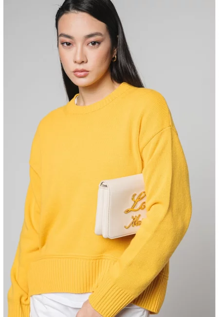 Пуловер с вълна с паднали ръкави