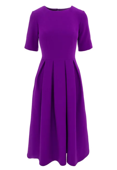 Разкроена рокля с къси ръкави - Виолетов