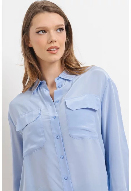Риза Biventi с коприна - Светлосин