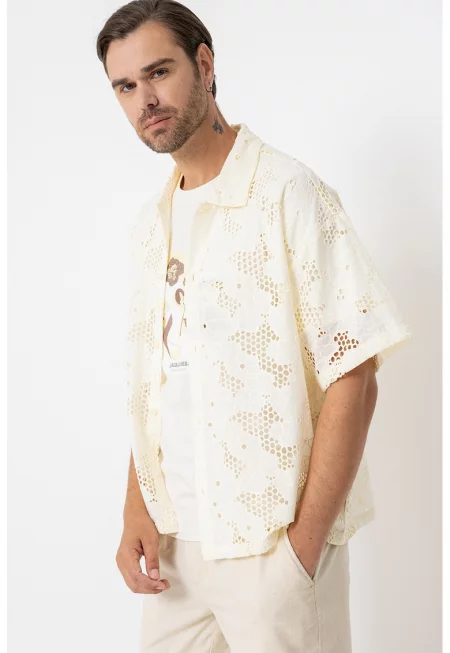 Риза с перфорации - Бледожълт