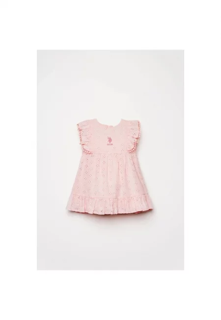 Rochie din bumbac cu dantela sangallo - Розово